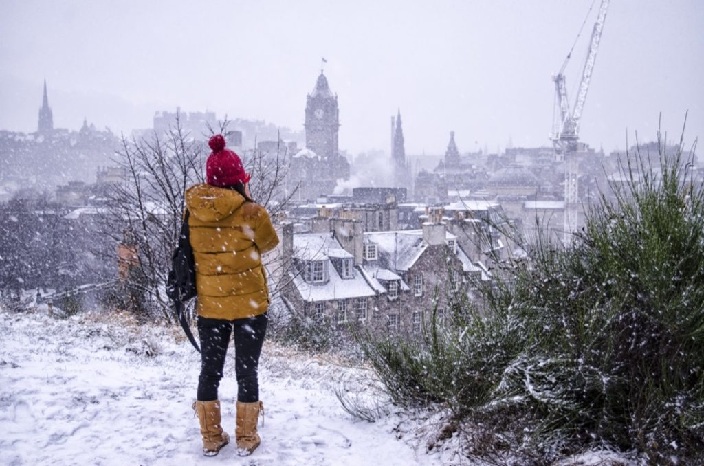 Snow. Girl. Edinburgh. Winter. Christmas