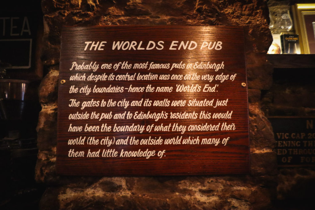 The Worlds End Pub Sign Royal Mile Old Town Edinburgh Pub