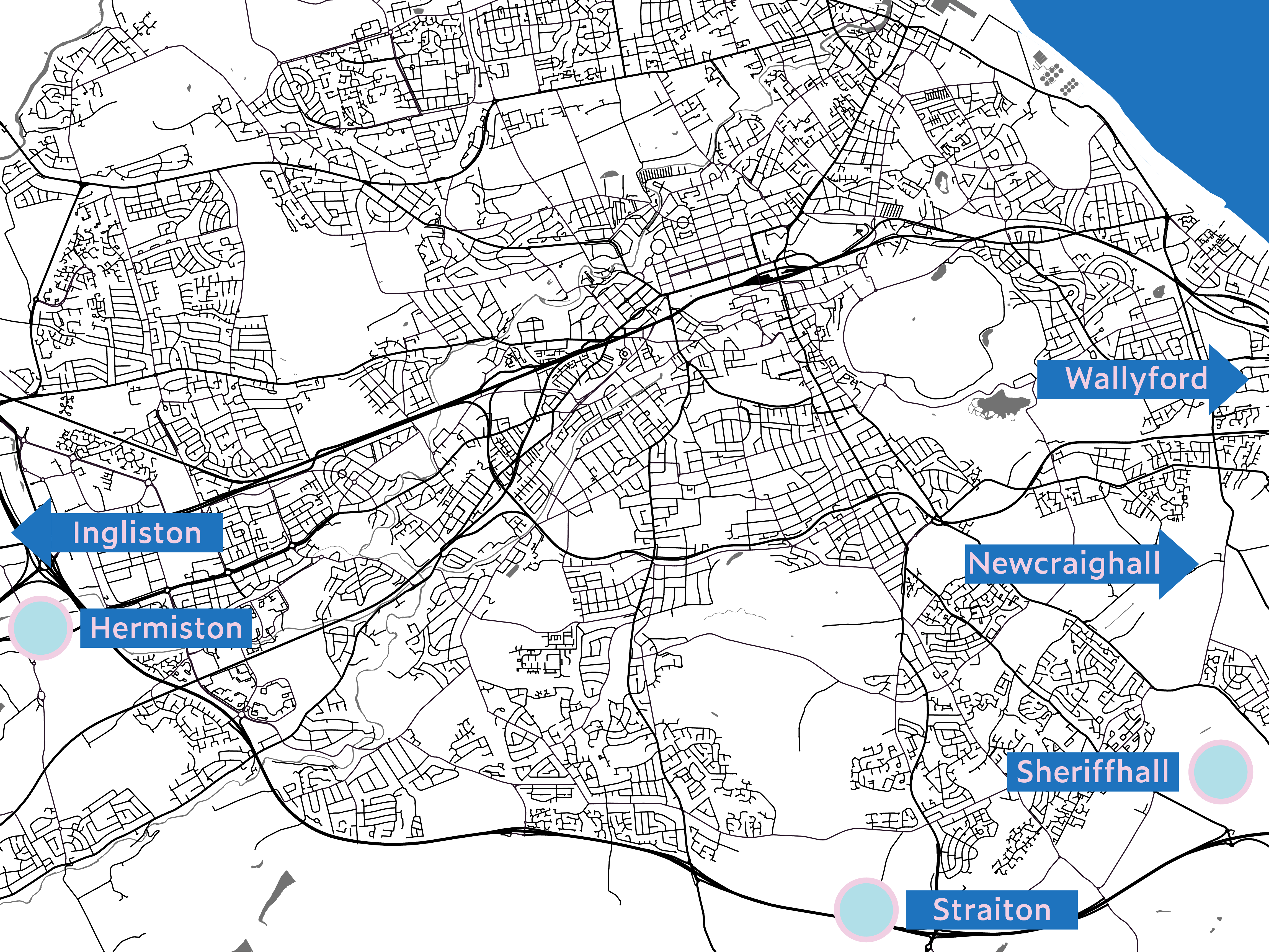 Map of Park and Ride Locations in Edinburgh