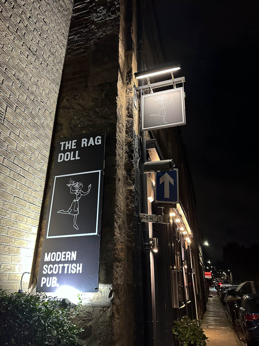 The Rag Doll Bar Exterior and Sign in Stockbridge