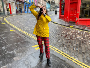 Victoria Street Gemma Yellow Coat Rain Camera Edinburgh Packing List