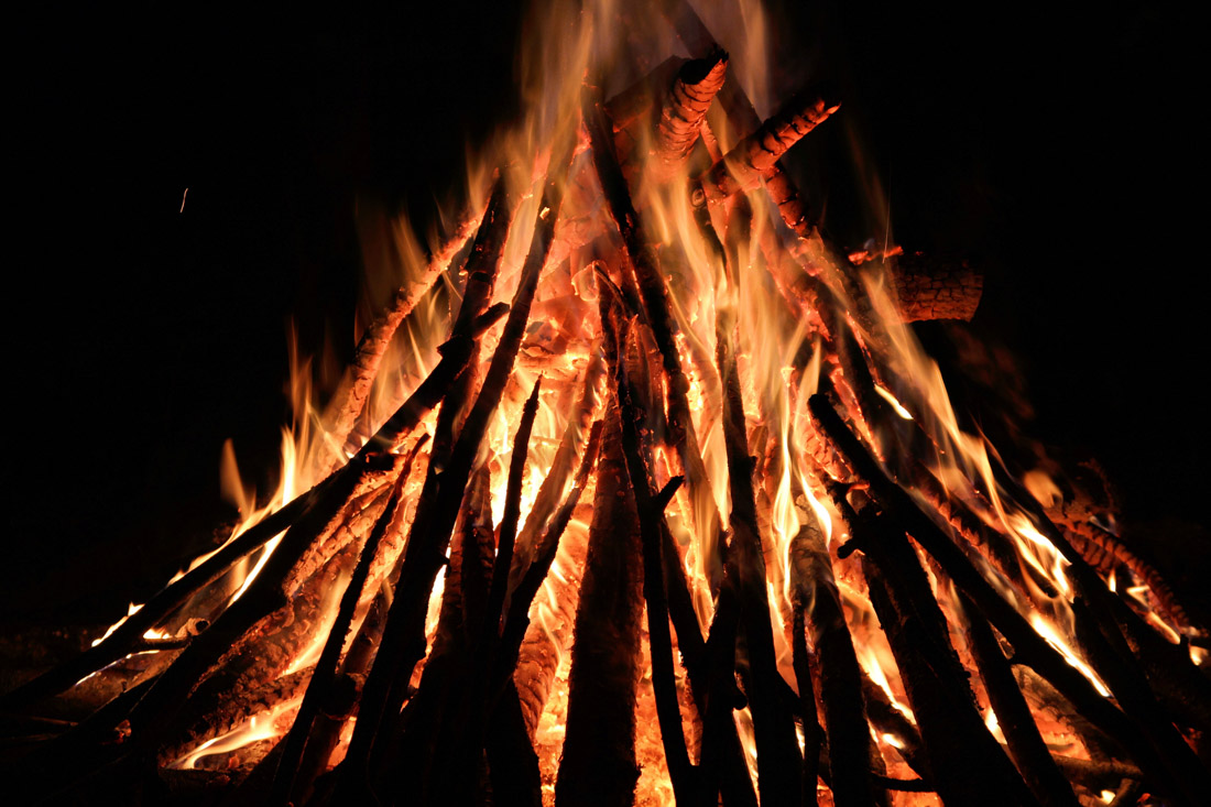 Bonfire Flames at night