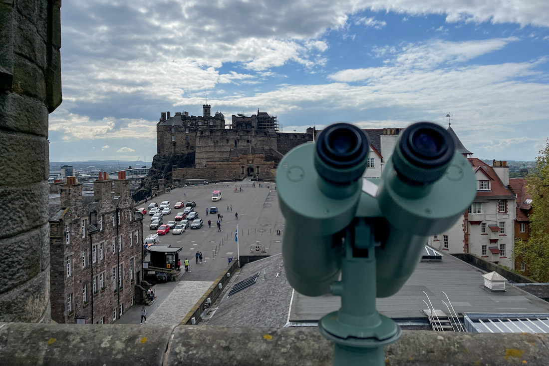 Binoculars for Edinburgh Castle views at Camera Obscura