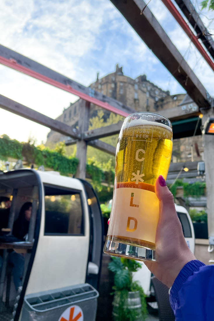 Cold Town House Pint in front of Edinburgh Castle