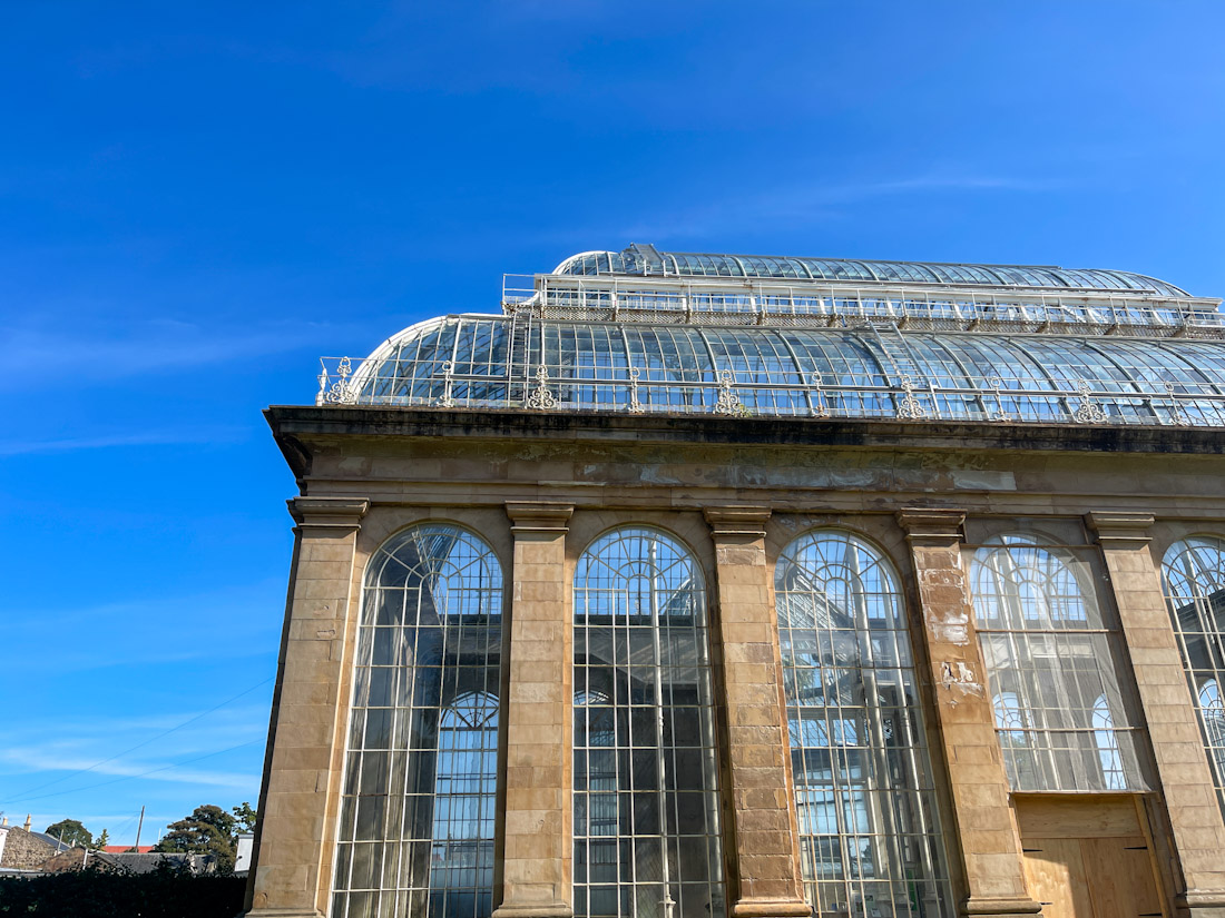 Royal Botanic Glasshouse with blue sky