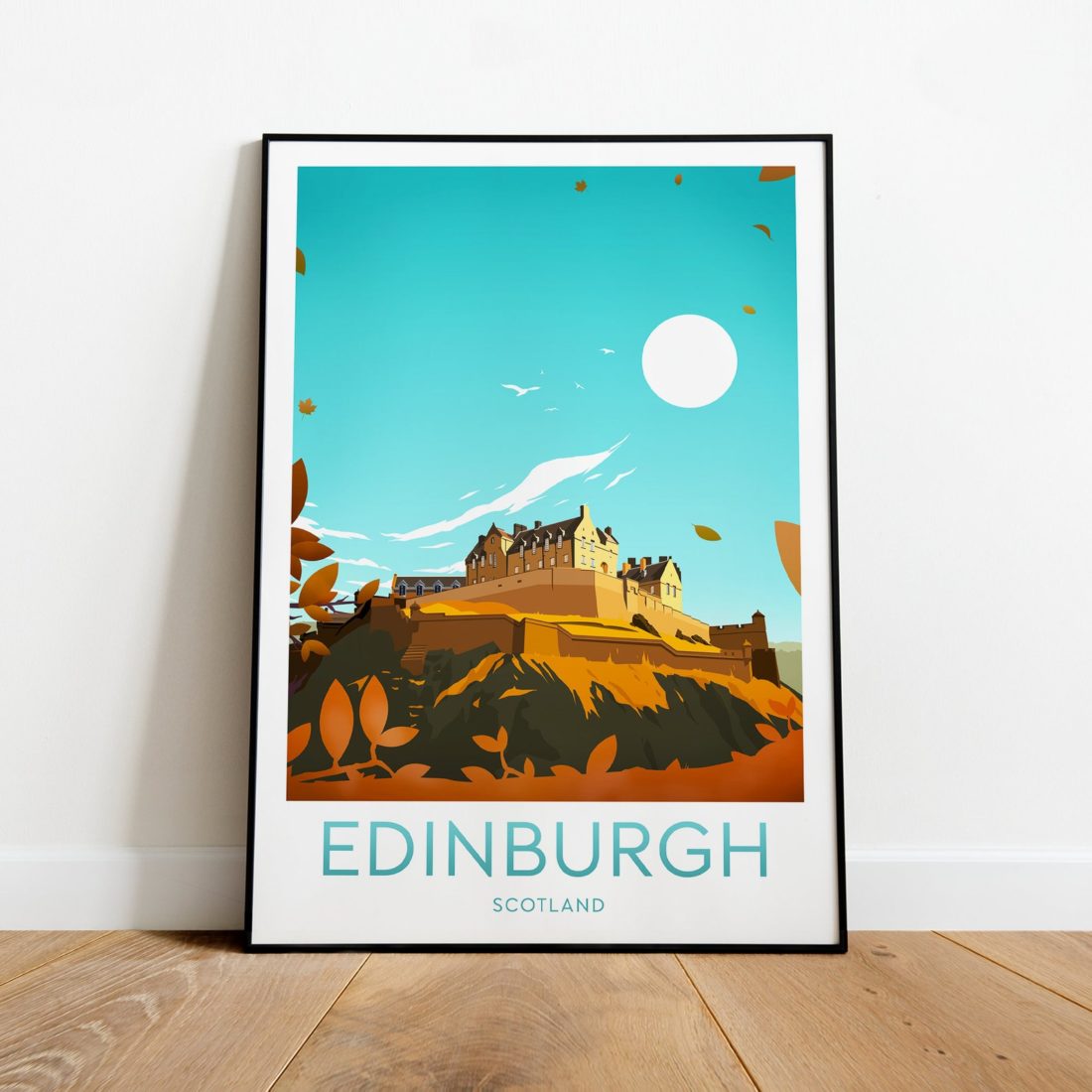 Edinburgh Travel Print from Etsy Edinburgh Castle with blue sky