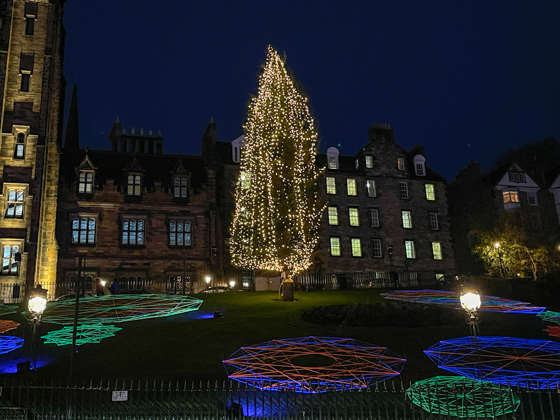 Edinburgh Mound Christmas lights tree