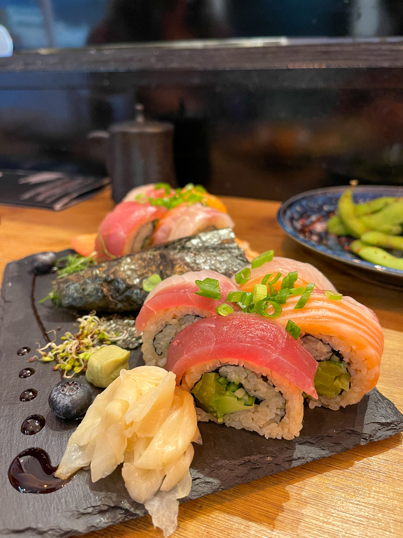 Shinsen Sushi rainbow roll tuna roll