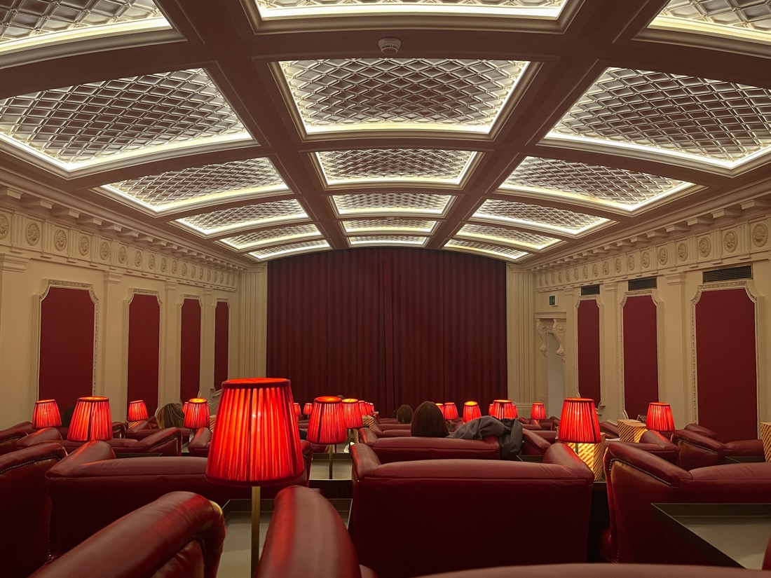 The Scotsman Picturehouse red seats with lamps and cinema screen