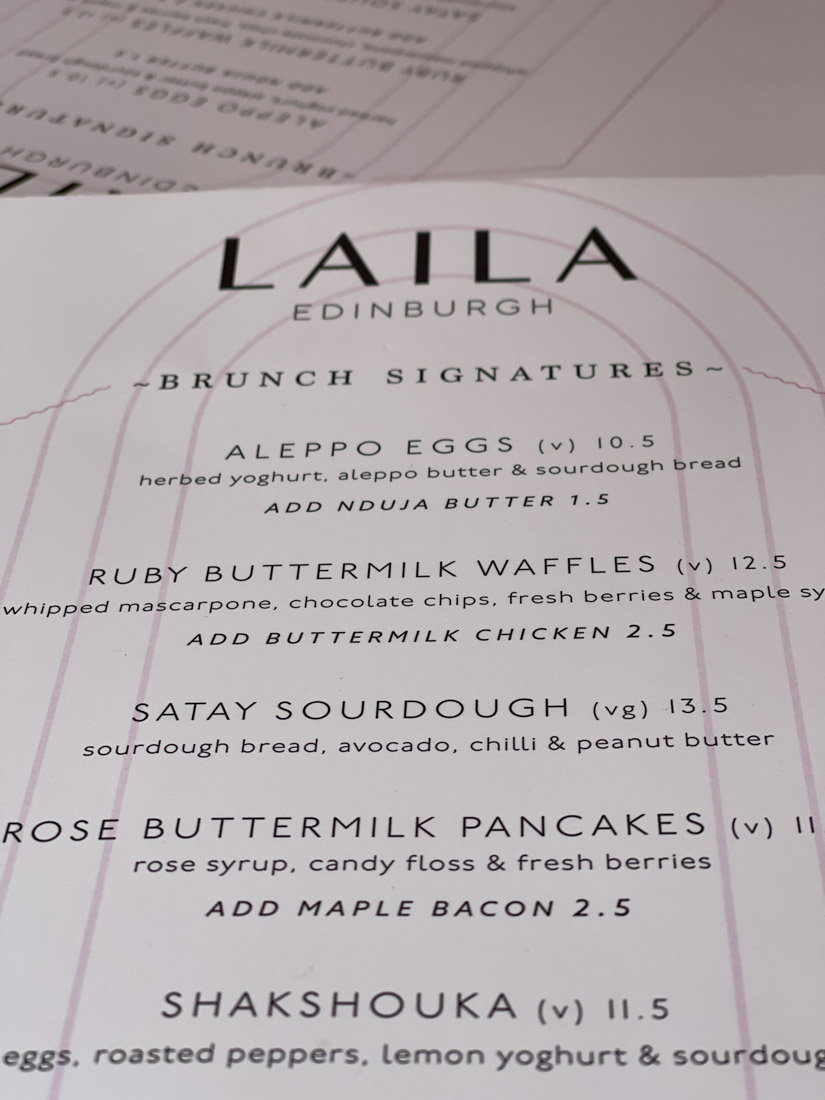 Lailas Brunch Food menus
