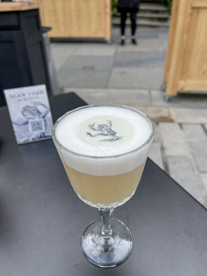 Badger and Co cocktail with Wind in Willow stamp in foam