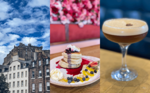 Edinburgh castle, pancakes, cocktail