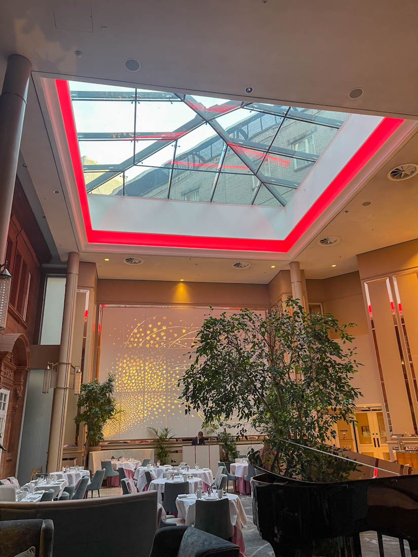 Waldorf Astoria interior cafe with glass roof