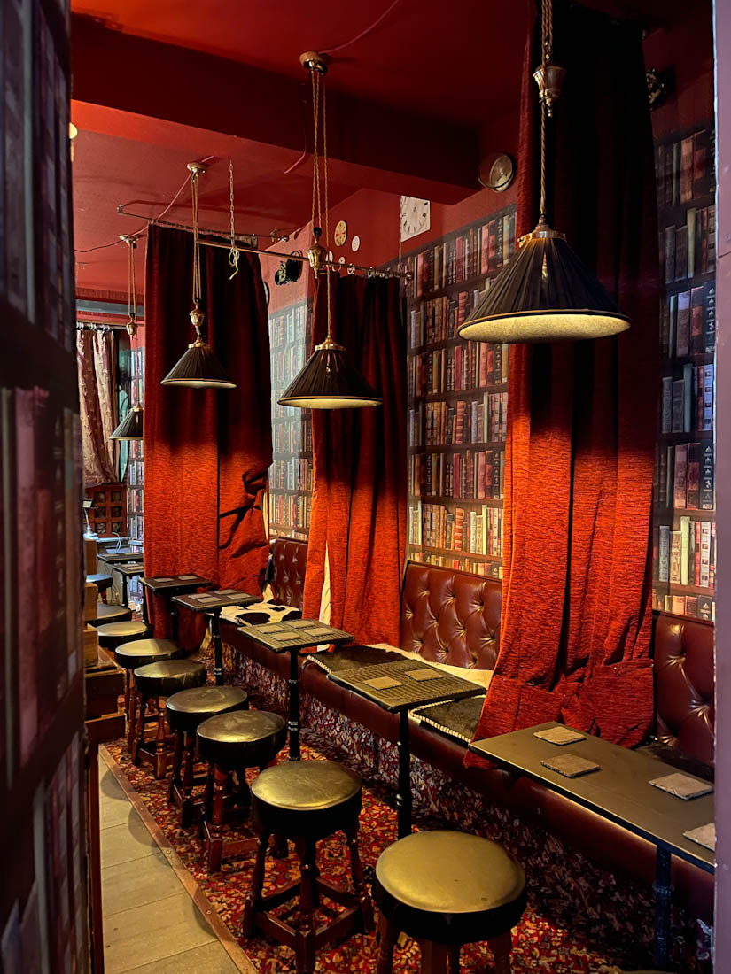 St Bernard’s Bar speakeasy draped in red in Stockbridge