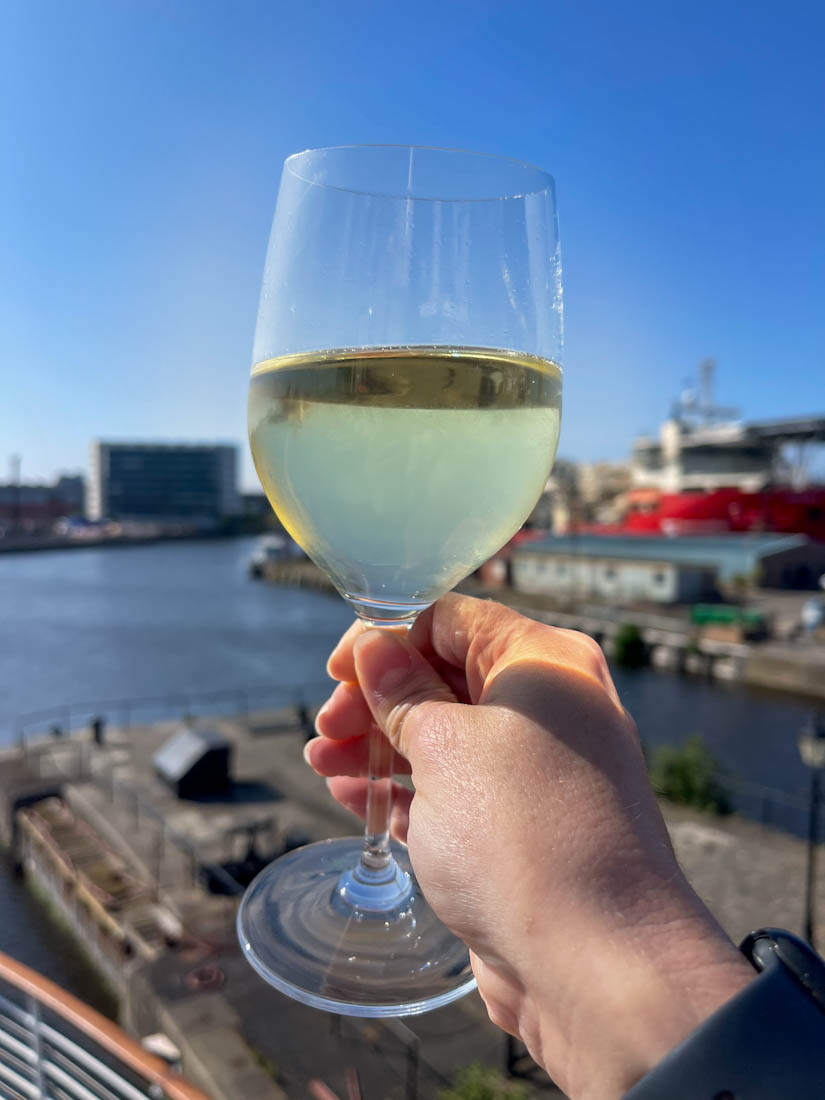 Fingal Hotel wine glass Alexander Docks Leith Edinburgh