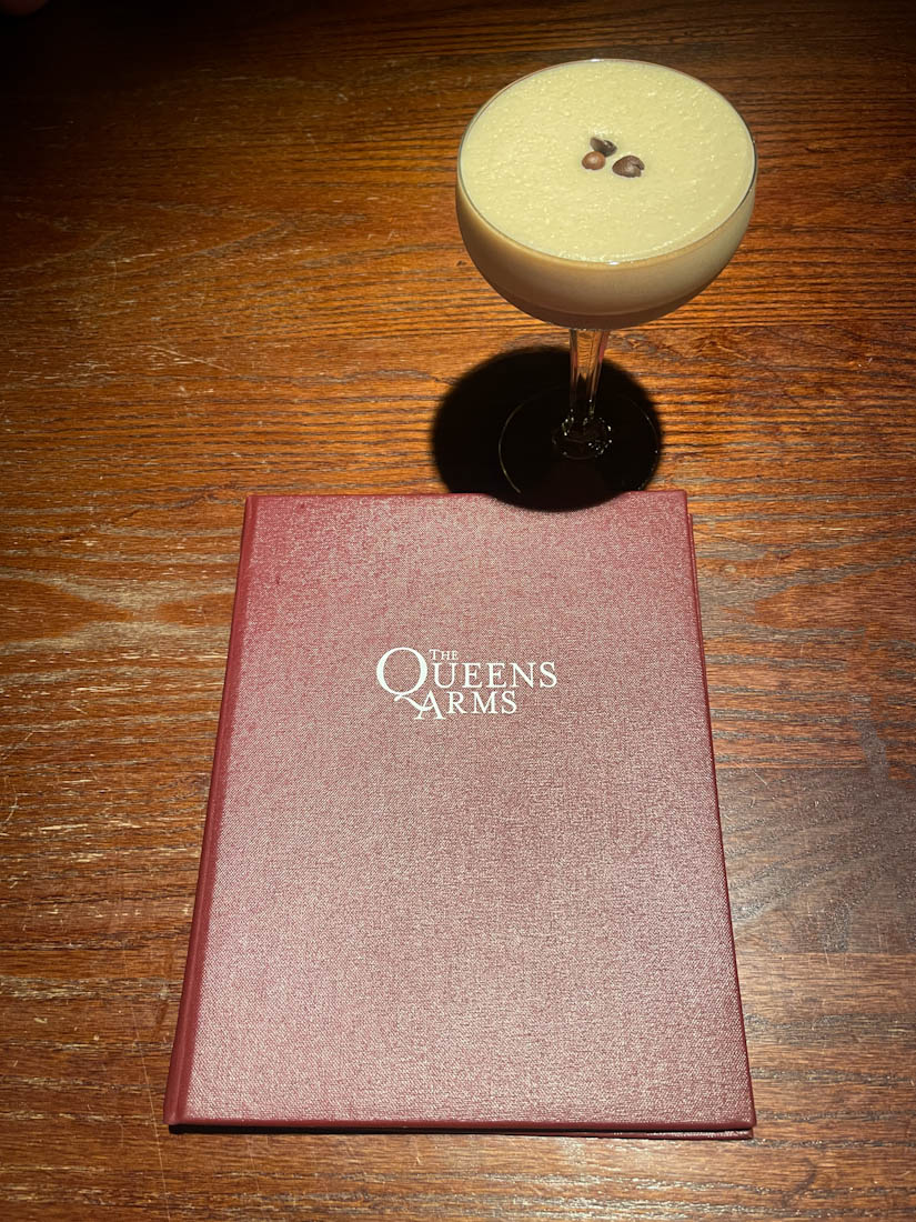 Queens Arms pub menu espresso martini Edinburgh