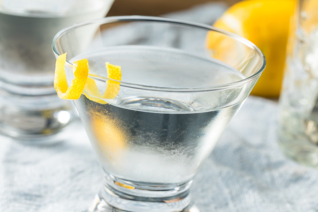 Boozy Refreshing Gin Martini with a Lemon Garnish