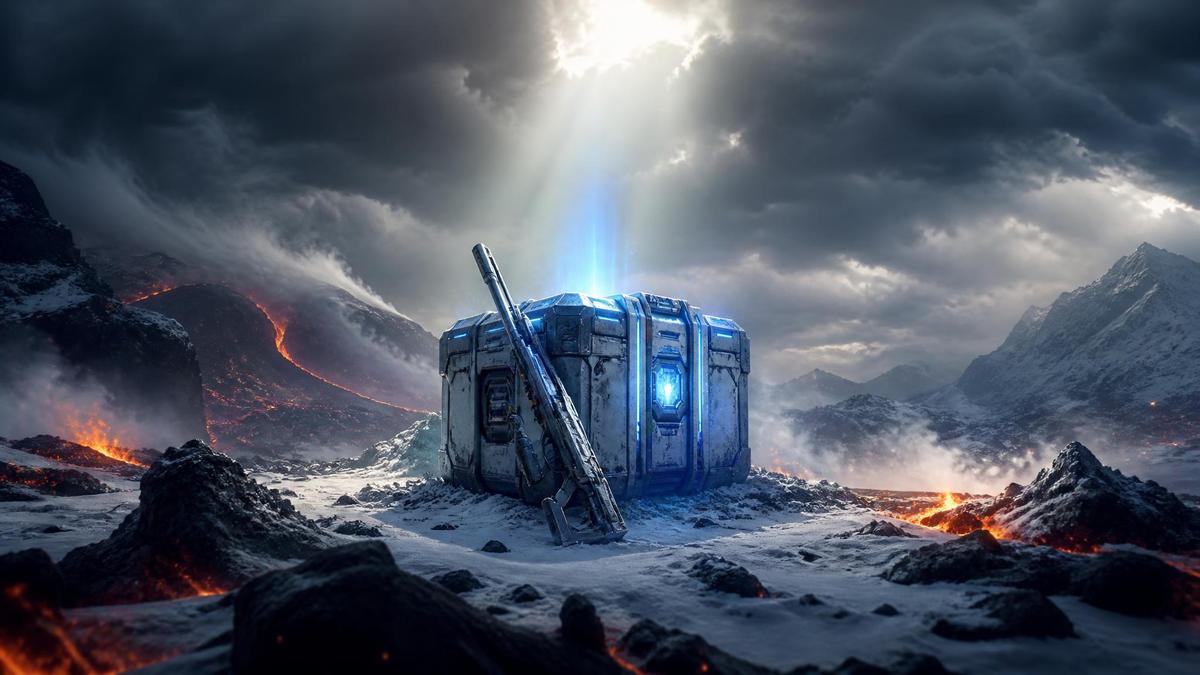 Glowing care package crate with a long-range sniper rifle resting against it - best snipers in Apex Legends Season 30