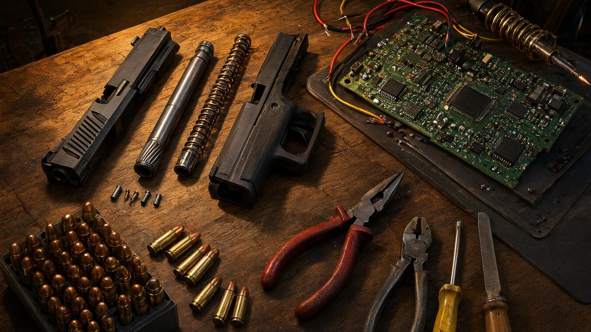 Weapon crafting workbench with gun parts for building budget Arc Raiders loadouts
