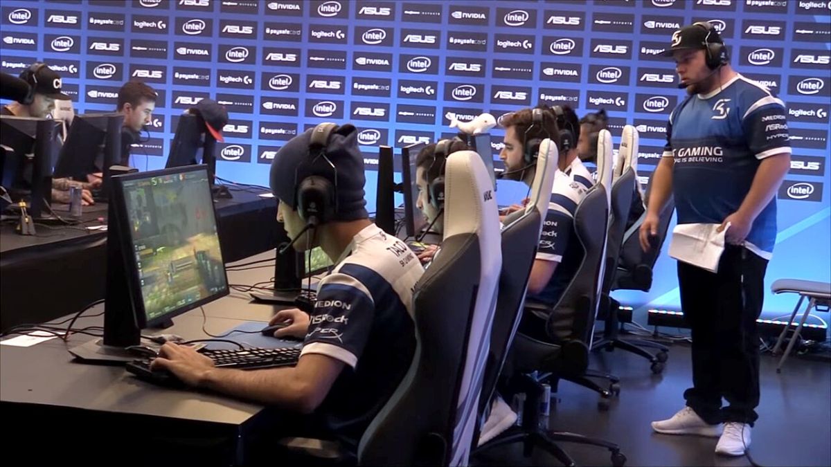 Counter-Strike teams competing on stage at ESL One Cologne