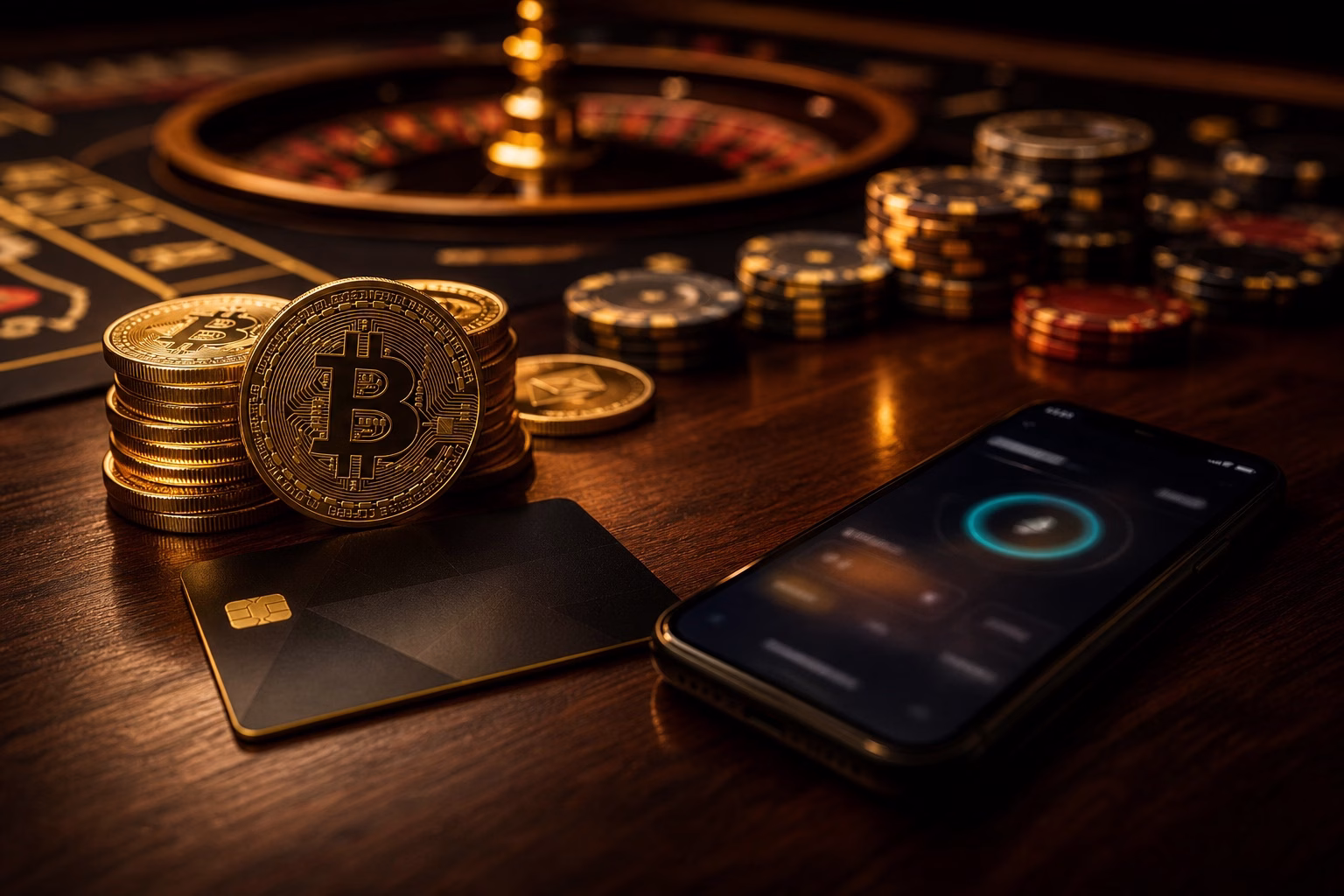 Métodos de pago digitales sobre una mesa de apuestas