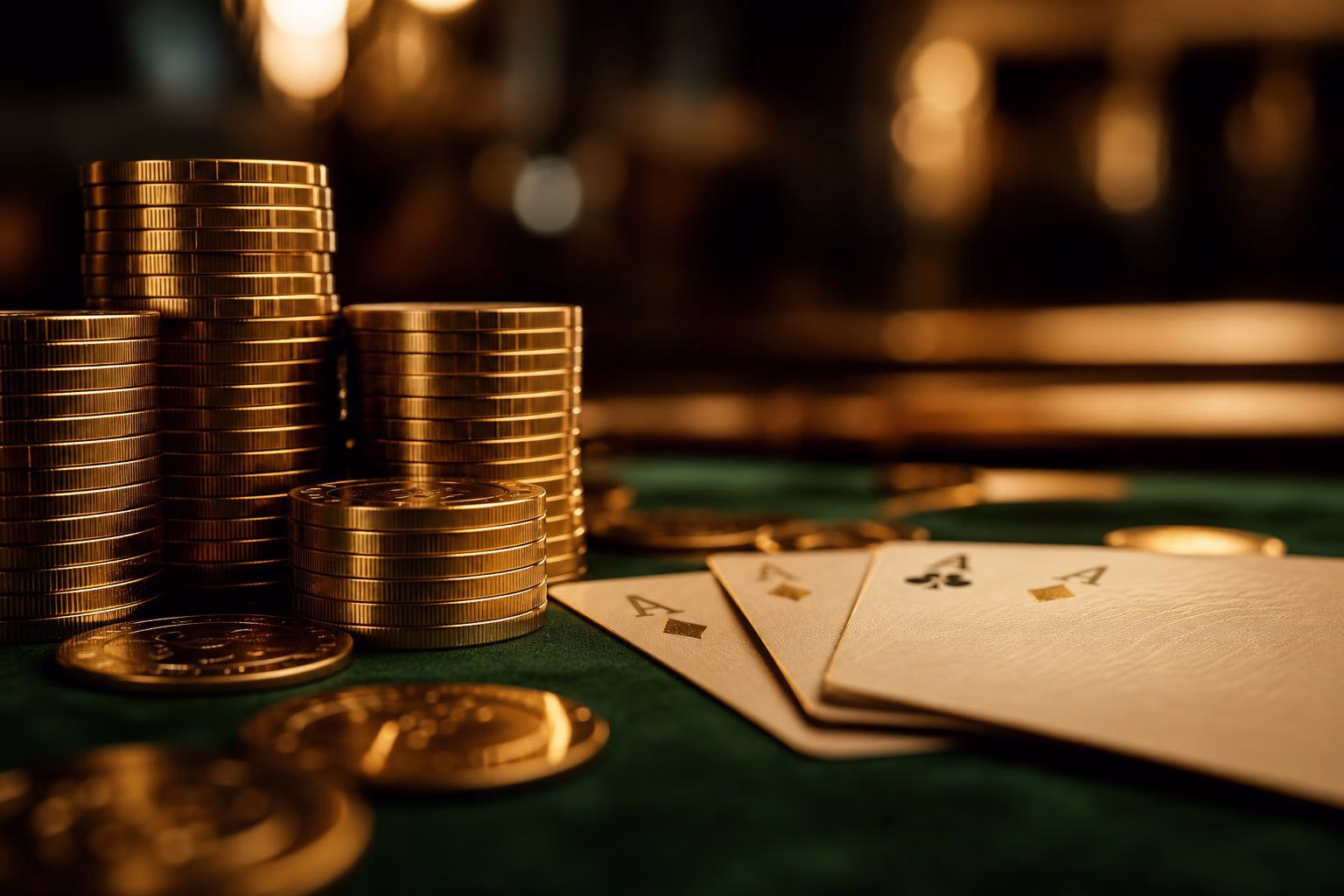 bonos y fichas de casino en plataformas internacionales — mesa de juego con ambiente dorado