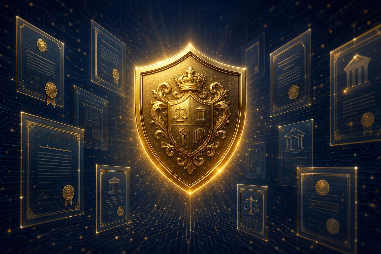 licencias internacionales casinos offshore — escudo dorado con certificados legales MGA Curazao Gibraltar