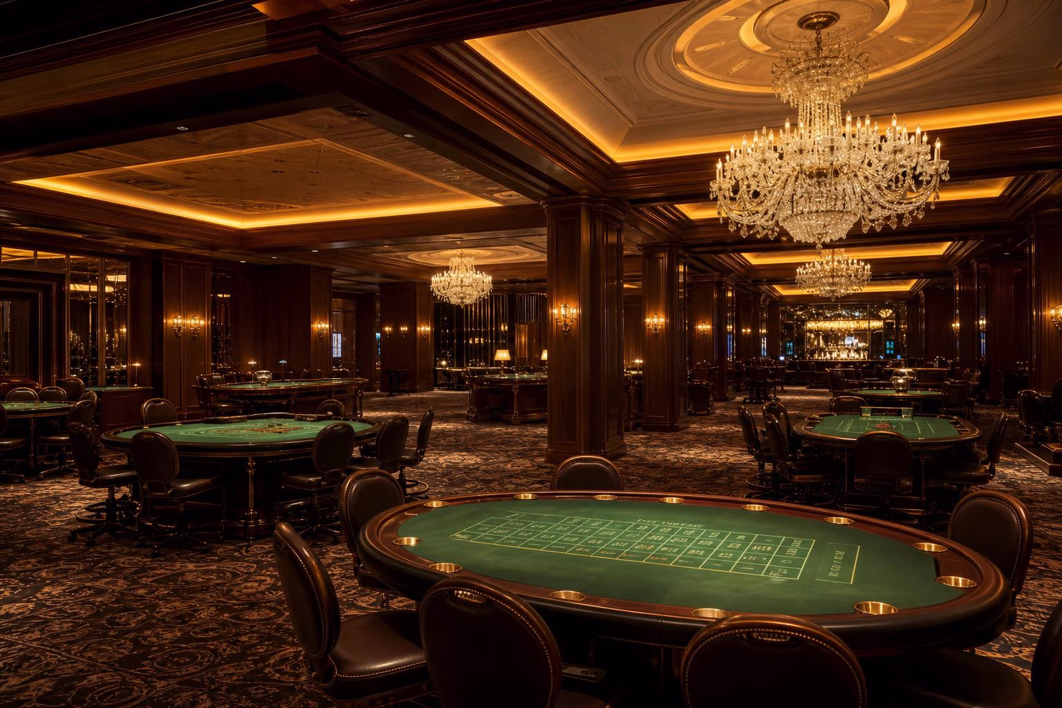 casinos con criptomonedas 2026 — interior de casino de lujo con iluminación dorada y mesas de juego