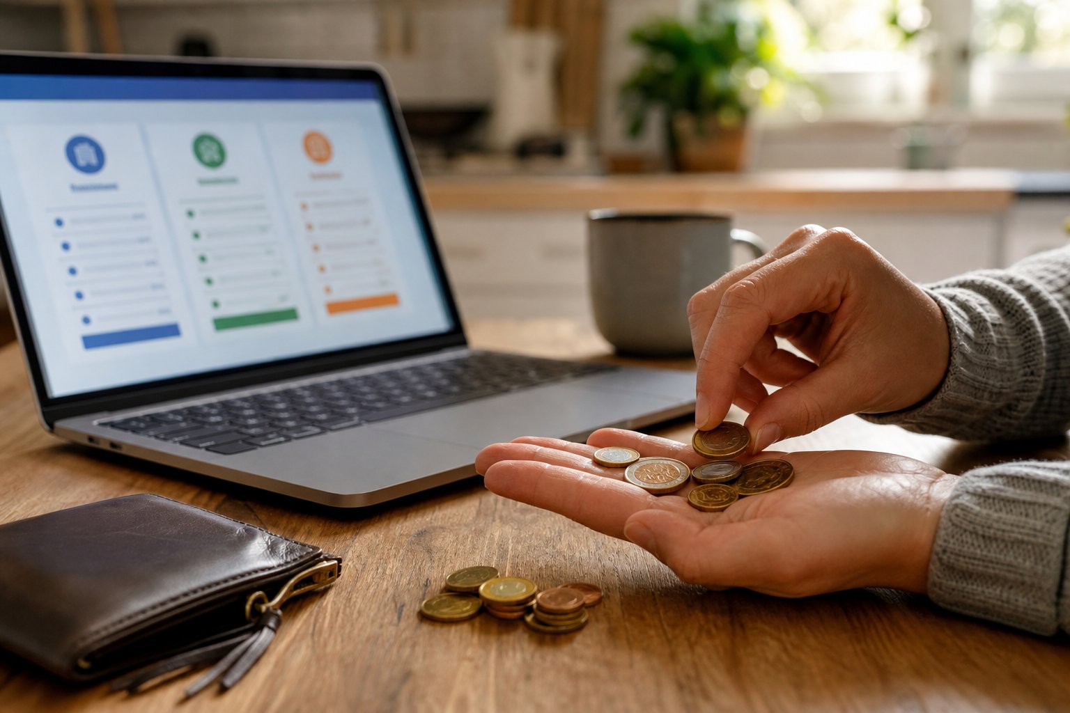 Planificación financiera con calculadora y documentos