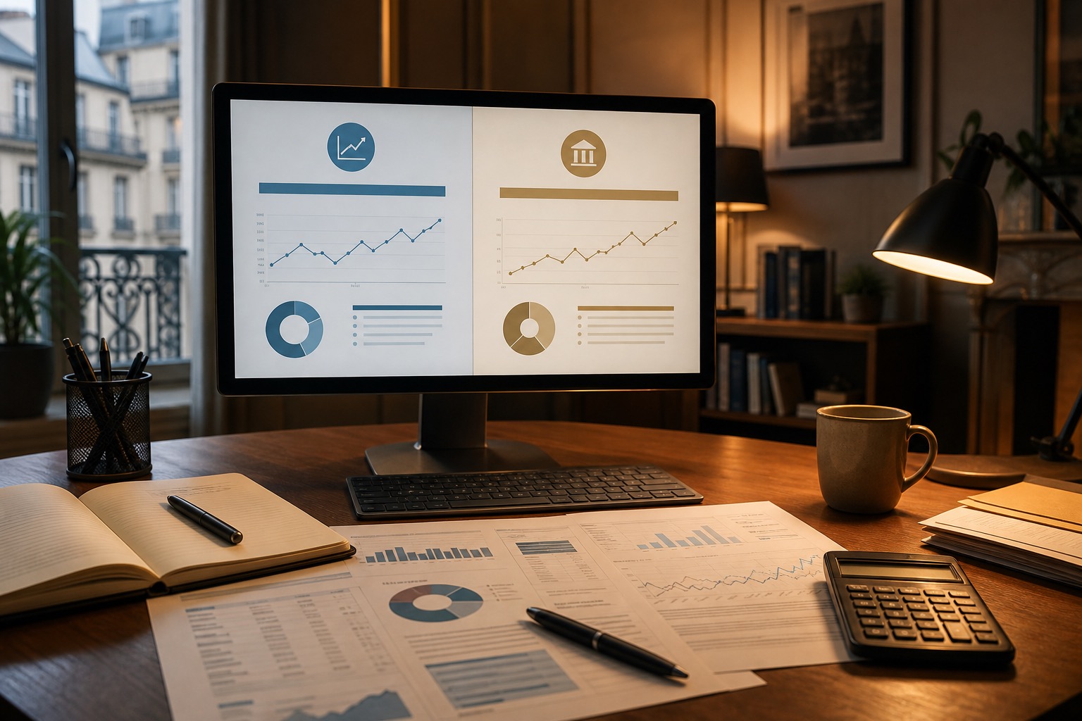 Comparación entre dos opciones financieras en una pantalla de ordenador