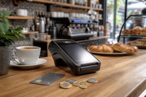 Terminal TPV moderno en comercio español