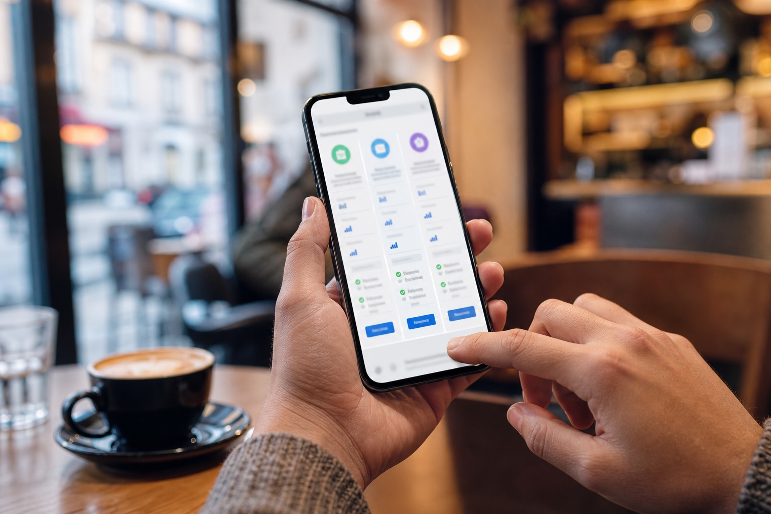 Comparador de préstamos en smartphone - comparando ofertas financieras