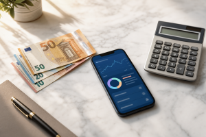Depósitos bancarios: euros y calculadora financiera