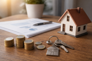 Documentos hipotecarios y llaves de vivienda