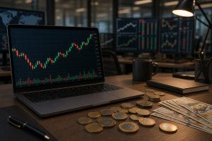Inversión en Forex: gráfico de trading de divisas con velas japonesas