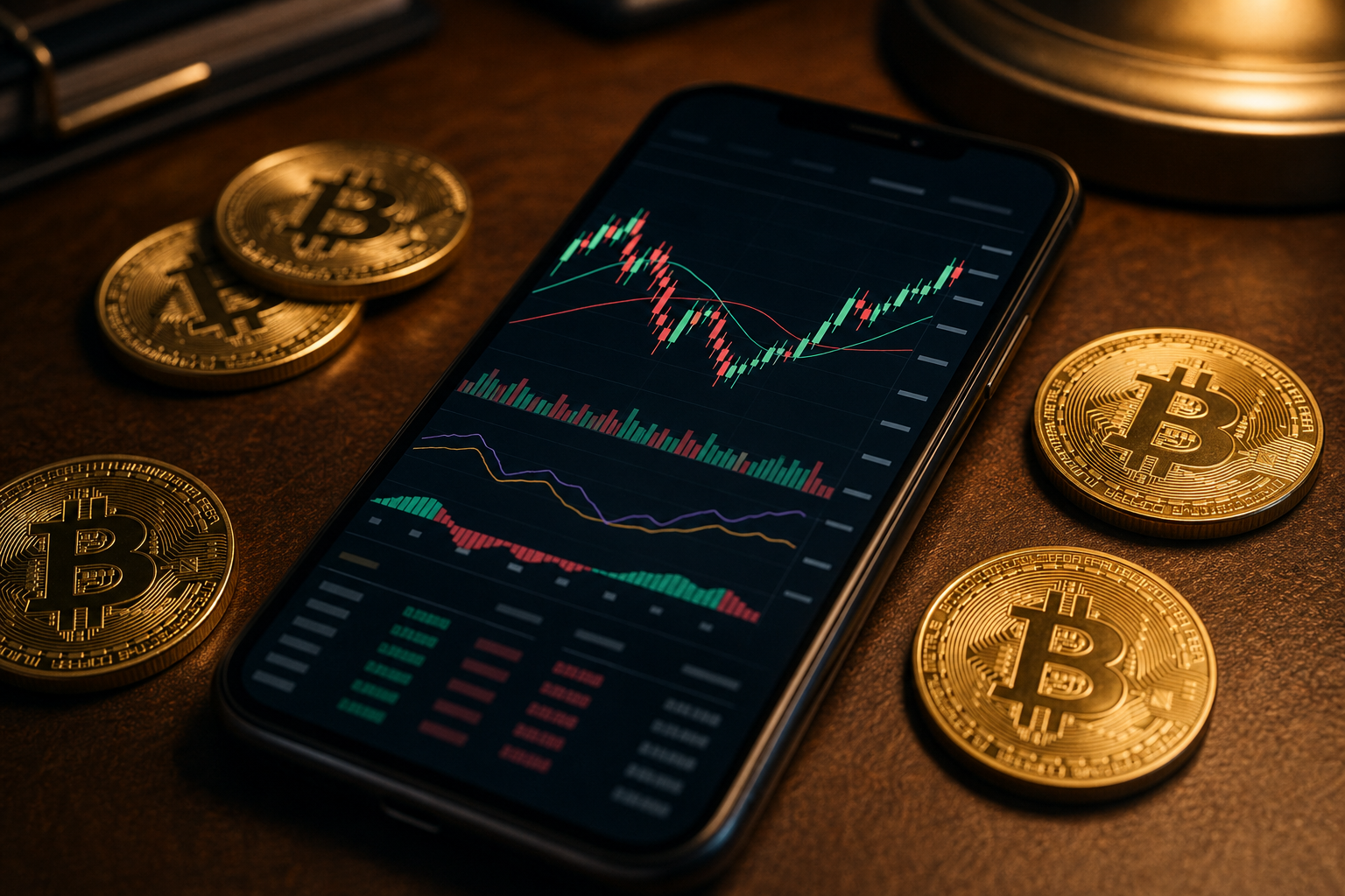Smartphone con app de criptomonedas
