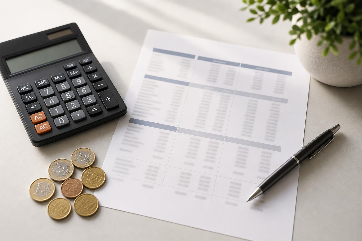 Calculadora y comparativa de préstamos rápidos sobre un escritorio