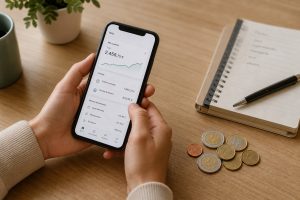 Persona revisando opciones financieras desde el movil