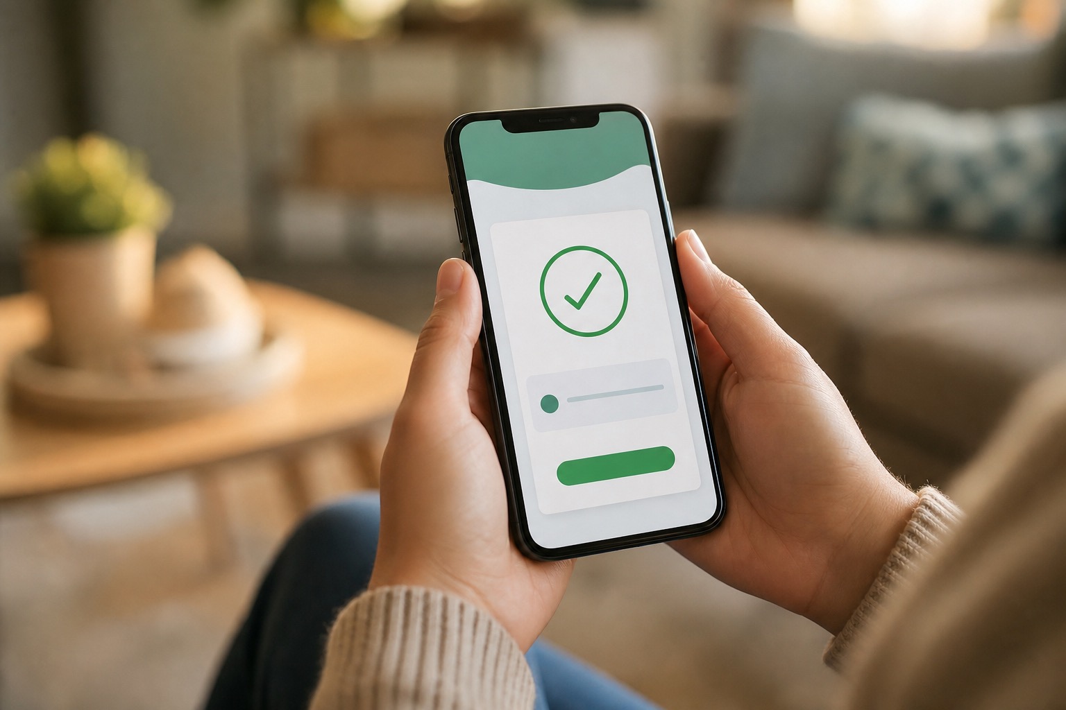 Persona usando el teléfono móvil para gestionar una solicitud de préstamo online