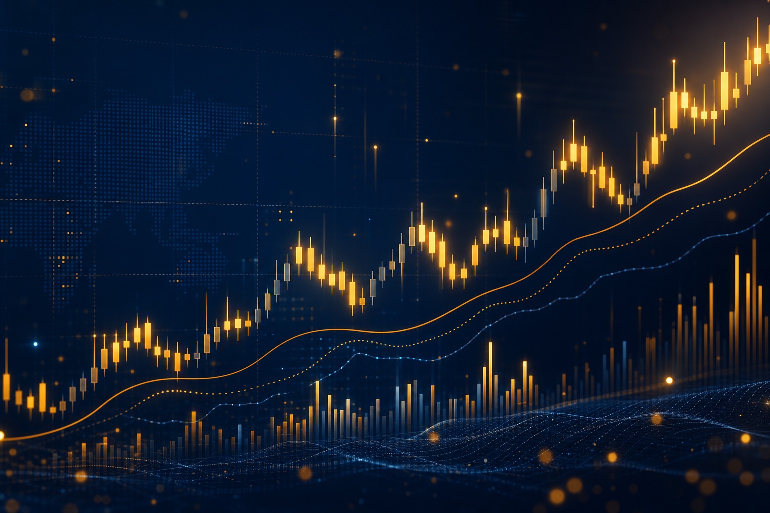 Visualización de datos financieros con gráficos de velas y líneas de tendencia
