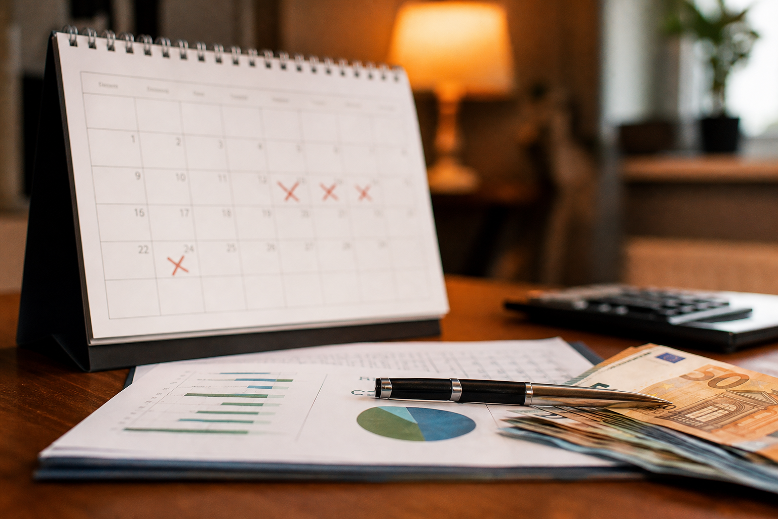 Calendario de devolución de microcrédito con fechas marcadas