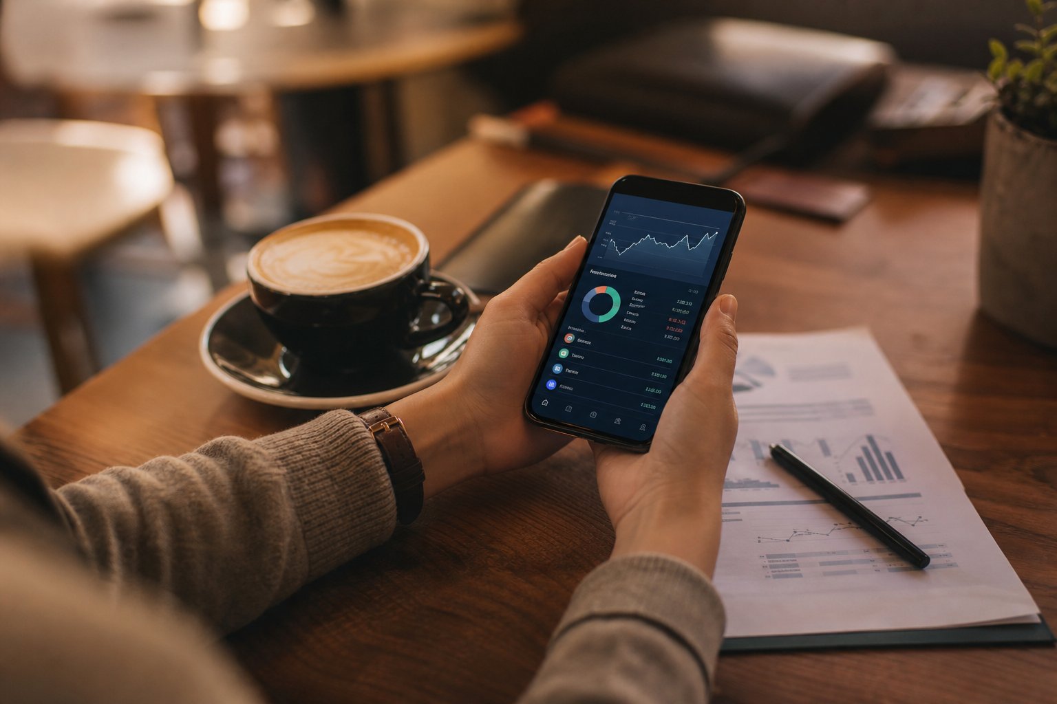 Persona usando la aplicación móvil de Nickel para gestionar su cuenta