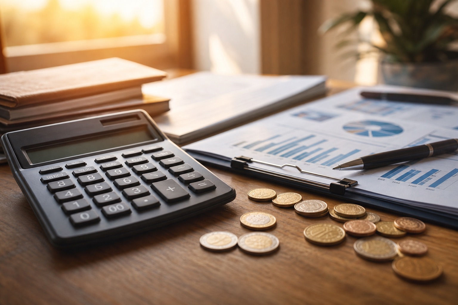 Calculadora financiera sobre documentos de ahorro