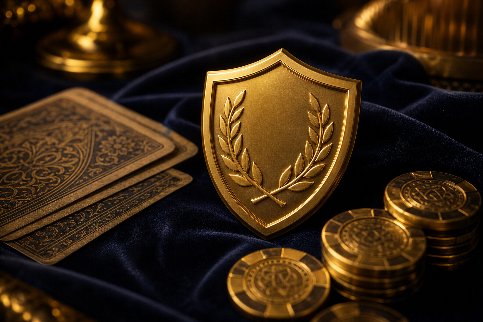 Licencia de Curazao — escudo dorado con cartas de casino